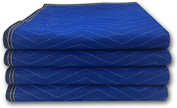 uBoxes Pro Economy Moving Blankets (4 Pack) 35lbs/doz 2.92lb/ea 72"x80" Blue