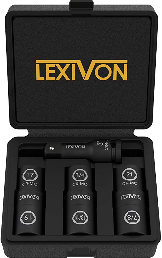 LEXIVON Impact Socket Set, 6 Total Lug Nut Size | Innovative Flip Socket Design Cover Most Commonly Inch & Metric Used Sizes | Cr-Mo Steel = Fully Impact Grade (LX-111)