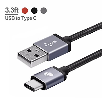 Braided USB Type C Cable, BlitzWolf 3ft Reversible USB 2.0 to USB-C Data and Charger Cord for Nexus 5X 6P, OnePlus 2, Nokia N1, Xiaomi 4C, Zuk Z1, Apple Macbook (3.3ft Black)