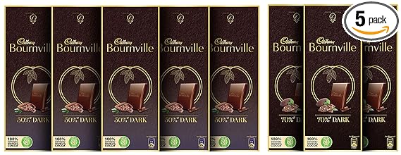 Cadbury Bournville Rich Cocoa 70% Dark Chocolate Bar, 3 x 80 g & Bournville Rich Cocoa Dark Chocolate Bar, 80 gm (Pack of 5)