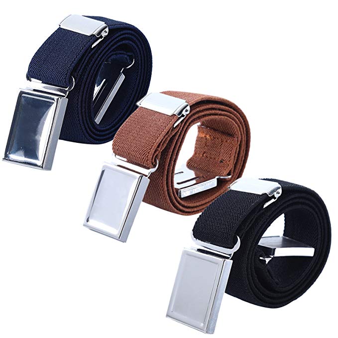 Boy Kids Magnetic Buckle Belt - Adjustable Elastic Children's Belts for Girls, 3 Pieces