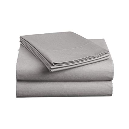 Luxe Bedding Sets - Queen Sheets 4 Piece, Flat Bed Sheets, Deep Pocket Fitted Sheet, Pillow Cases, Queen Sheet Set - Gray