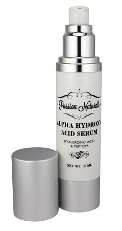 Best Night Face Cream for Wrinkles Fine Lines Uneven Skin Tone With Glycolic Acid Lactic Acid Peptides Hyaluronic Acid & Fruit Extracts - L-Arginine - Passion Naturals Alpha Hydroxy Acid Serum (50ml)