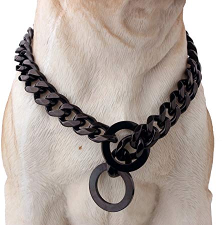 W&W Lifetime Durable Walking Dog Training Collar, Strong Stainless Steel Chain for Pitbull German Shepherd and Large Dogs