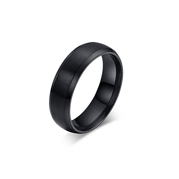 Zealmer Men's Classic Black Titanium Steel Ring Plain Wedding Band Ring Polished Charm Matte Finished