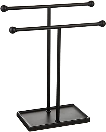 AmazonBasics Double-T Hand Towel Holder and Accessories Jewelry Stand, Black