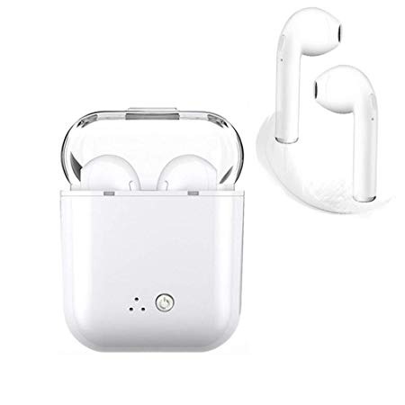 Bluetooth Earbuds, White Wireless Earbuds in-Ear Headphones Hands Free Noise Cancelling Headset Compatible with IPhone XR X 8 8plus 7 7 Plus 6 6plus Samsung Galaxy S9 S8 Huawei & Other Android Divices