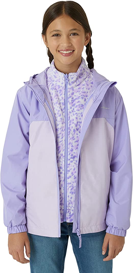 Eddie Bauer Girls' Rain Jacket - Lone Peak Waterproof 3 in 1 Insulated Windbreaker Coat with Removable Fleece Lining (5-20)