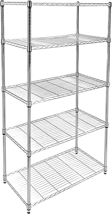 YSSOA Heavy Duty 5-Tier Shelving Unit, 36'' L x 14'' W x 60'' H, Chrome