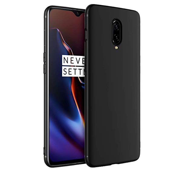 EasyAcc Case for OnePlus 6T, Black TPU Phone Cases Matte Finish Slim Thin Profile Back Protective Basic Cover Compatible with OnePlus 6T