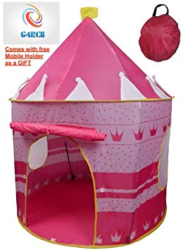 Pink Pop up Portable Foldable Play Tent Castle Playhouse Kids Girls Children Outdoor/Indoor Games 135 x 105 cms