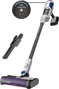 Shark IW1111 Detect Pro Cordless Stick HEPA Filter, QuadClean Multi-Surface Brushroll, Lightweight Vacuum, Includes 8" Crevice Tool, Up to 40-Minute Runtime, Dark Grey/Blue (Renewed)