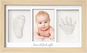 Baby Hand and Footprint Kit - Baby Footprint Kit, Newborn Keepsake Frame, Baby Handprint Kit, Personalized Baby Gifts, Nursery Decor, Baby Shower Gifts for Girls Boys(Ash Wood)