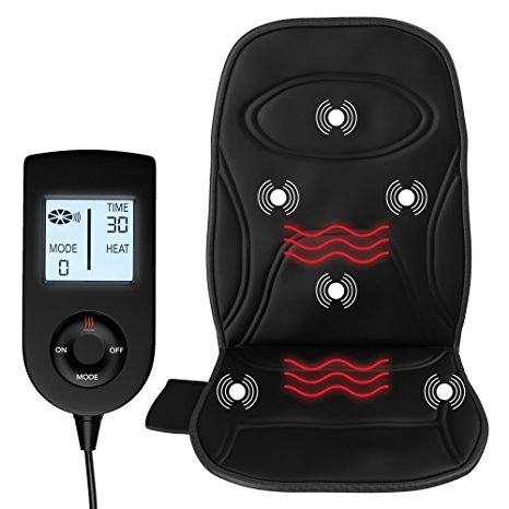 Gideon Powerful Vibrating Massager Seat Cushion for Back, Shoulder and Thighs with Heat Therapy / 8-Massaging Programs - Massage, Relax, Sooth and Relieve Thigh, Shoulder and Back Pain