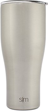 Simple Modern 32oz Slim Cruiser Tumbler - Vacuum Insulated Double-Walled 18/8 Stainless Steel Hydro Travel Mug - Powder Coated Coffee Cup Flask - Simple Stainless