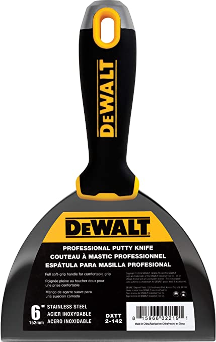 DEWALT 6" Putty Knife | Stainless Steel w/Soft Grip Handle | DXTT-2-142