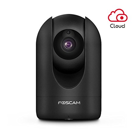 Foscam Full HD 1080P WiFi IP Camera, 2MP Indoor Pan/Tilt Home Security Surveillance Camera with Night Vision, Two-Way Audio, Motion/Sound Detection, Free Image/Video Cloud Service Available, R2C Black