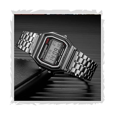 MEGALITH Premium Vintage Series Digital Square Dial LED Unisex Stainless Steel Strap Watch for Men Women's Watch