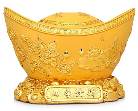 Large Size Feng Shui Golden Ingot/Yuan Bao for Wealth Luck,Chinese Charm of Prosperity Home Decoration Gift Attract Wealth and Good Luck,Feng Shui Decor