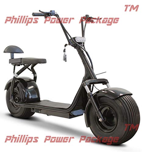 E-Wheels - Fat Tire Electric Scooter - 2-Wheel - Black - PHILLIPS POWER PACKAGE TM - TO $500 VALUE