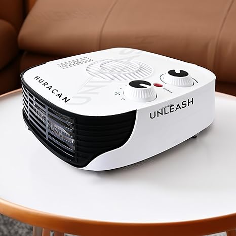 Unleash Huracan Electric Room Fan Heater, Fan Blower Heater With Adjustable Thermostate And 100% Copper Motor (2000W, WHITE)