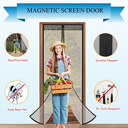 Homics Magnetic Screen Door Magic Mesh Instant Screen Door Full Frame Velcro Fits Doors Up to 34"x82"
