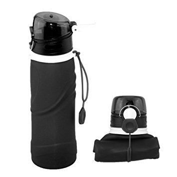 Outtek [FDA Certificated] Collapsible Silicone Water Bottle - 750mL/26floz , BPA Free, Leak Proof, for Sports, Outdoor, Travel, Camping, Hiking