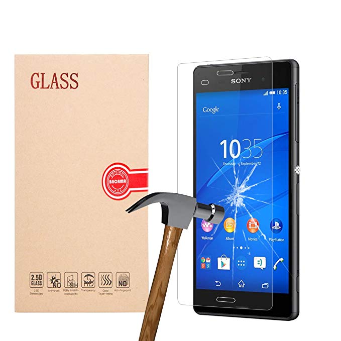 BACAMA 2.5D Round Edge 0.3mm Ultra-thin Tempered Glass Screen Protector for Sony Xperia Z3 with 9H Hardness/Anti-scratch/Shatterproof/Fingerprint resistant