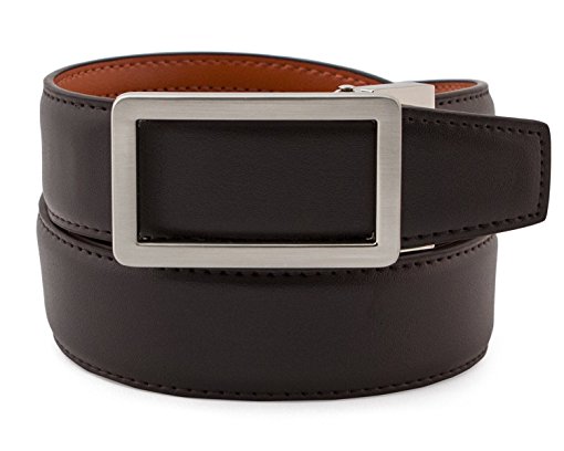 AOG DESIGN Two-Tone Leather Ratchet Dress Belt with Open Buckle - Spring Edition