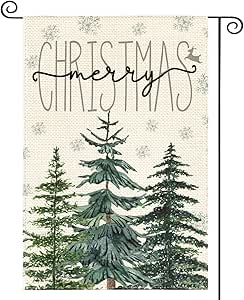 AVOIN colorlife Merry Christmas Garden Flag 12x18 Inch Christmas Tree Double Sided Outside, Winter Festive Holiday Yard Outdoor Decorative Flag