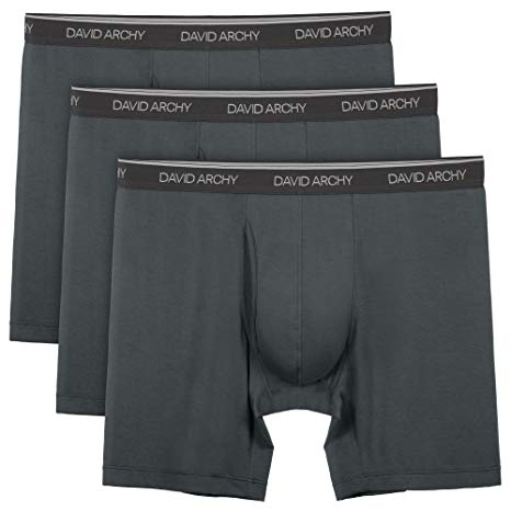 David Archy Men's 3 Pack Underwear Ultra Soft Bamboo Rayon Basic Boxer Briefs