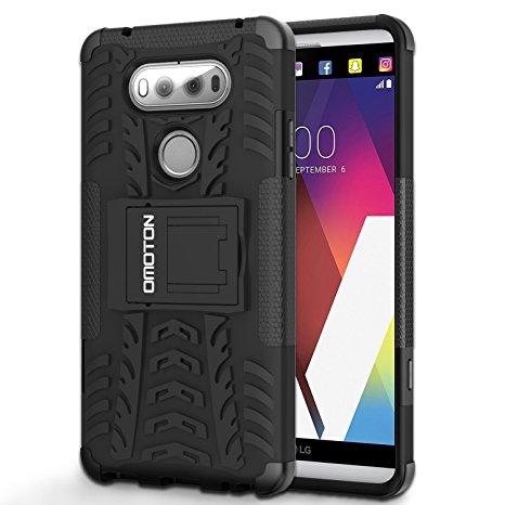 OMOTON LG V20 Case - Dual-Layer [Soft TPU Interior] [Durable PC Exterior] High Impact Resistant Case with Kickstand For LG V20, Black