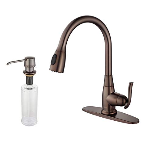 Kraus KPF-2230-KSD-30ORB Single Lever Pull Out Kitchen Faucet and Soap Dispenser Oil Rubbed Bronze