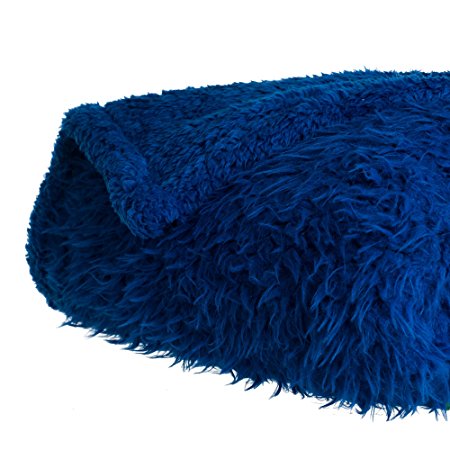 Lavish Home Solid Soft Plush Sherpa Fleece Throw Blanket, Blue