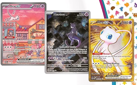 Pokemon 151 Ultra Premiem Collection Promo Card Set - Mew Ex - Mewtwo - Black Star Promo SVP 053 - SVP 052 - Mew ex Metal Card