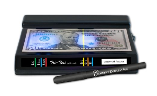 Dri Mark Products Tri-Test Ultraviolet Counterfeit Detection System Black 351TRI
