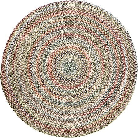 Super Area Rugs Gemstone Made in USA Braided Rug Colorful Kitchen Living Room Carpet, Champagne 4' X 4'