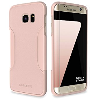 Galaxy S7 Case, Rose Gold SaharaCase Samsung Protective Kit with [Tempered Glass Screen Protector] Rugged Shock-Absorption Bumper [Premium Finish] Hard Plastic Frame Slim Fit (Rose Gold)