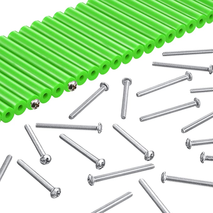 48 Pieces Electrical Outlet Spacers Extender Kit Includes 24 Pieces 3 Inch Switch and 24 Pieces 1-1/2 Inch 6-32 Thread Flat Head Device Mounting Extra Long Electrical Outlet Screws (Fluorescent Green)