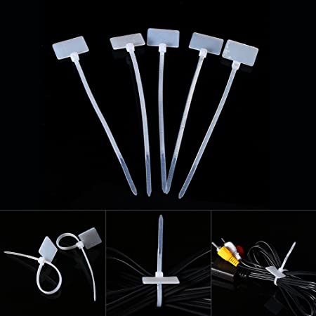 Generic 100pcs Zip Tie Ribbons Write On Tag Wire Cable Label Marker Self-Locking