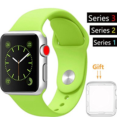 For Apple Watch Band, Acytime Durable Soft Silicone Replacement iWatch Band Sport Style Wrist Strap for Apple Watch Band Series 3 Series 2 Series 1 Sport, Edition (Green, 42mm)