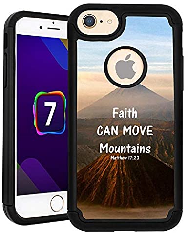 Corpcase iPhone SE 2020/iPhone 7/iPhone 8 Hybrid Case (4.7 inch) - Faith Can Move Mountains Christians Belief - Bible Verse Pattern Shockproof Heavy Duty Protective Case/Cover