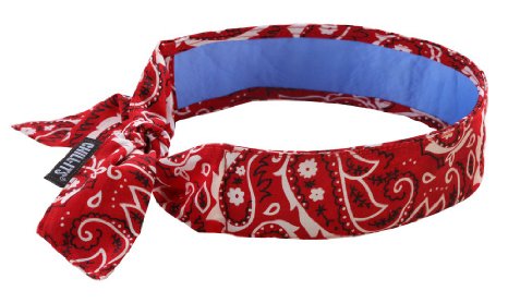 Ergodyne Chill-Its® 6700CT Evaporative Cooling Bandana with Cooling Towel Material - Tie, Red Western