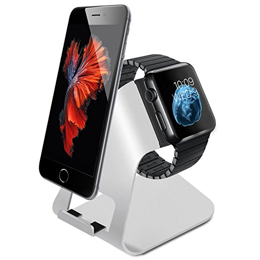Apple Watch Stand,Splaks New Released Aluminum Made 2-in-1 Charging Stand Holder Dock for pple Watch & iPhone, Docking Station Charger For all iPhone & iWatch (iPhone 5/ 5S/ 6/ 6 Plus, iWatch BASIC Model / SPORT Version / EDITION Model)