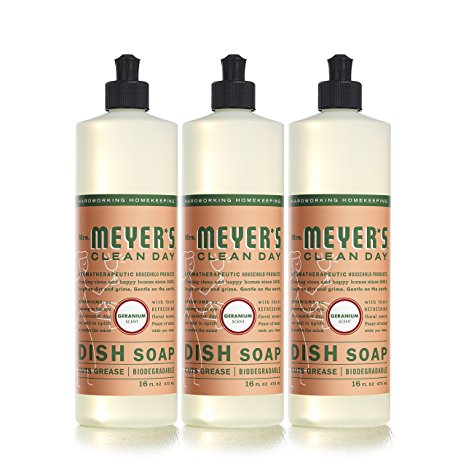 MRS MEYERS Liquid Dish Soap, Geranium, 16 Fluid Ounce (Pack of 3)