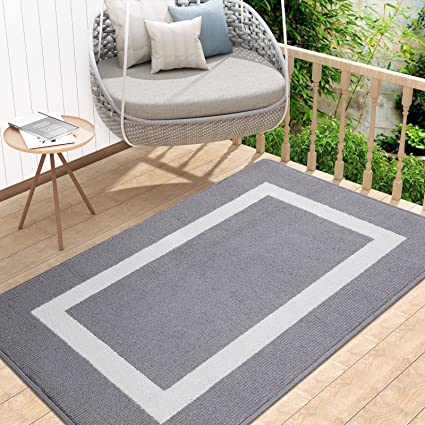 OLANLY Indoor Door Mat, 32x40, Non-Slip Absorbent Resist Dirt Entrance Rug, Machine Washable Low-Profile Inside Entry Door Rugs for Entryway, Grey