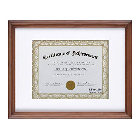 RPJC Document Frame/Certificate Frames Made of Solid Wood High Definition Glass and Display Certificates Standard Paper Frame 11X14 Mat 8.5x11 Brown