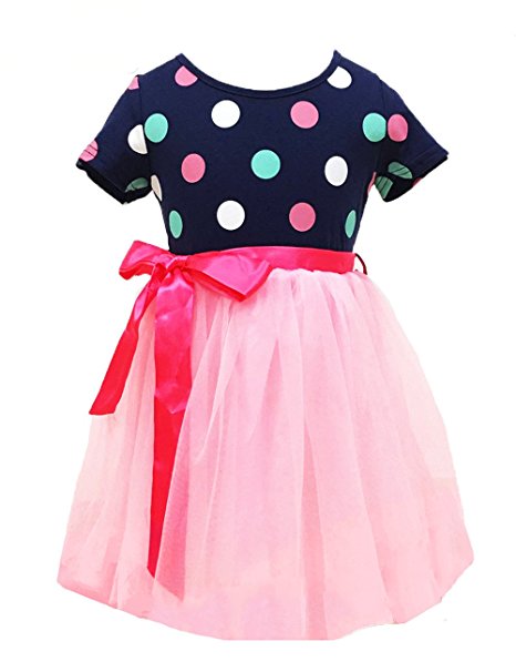 Little Girls Tutu Dresses,Toddler Polka Dots Dress,Pink Multilayer Tulle Dress,Summer Party Dresses 2-7 Year