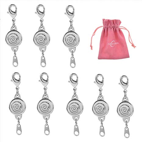 Aiskaer 8 Pcs Locking Magnetic Clasps Magnetic Clasps for Jewelry (Silver)