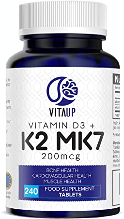 VitaUp Vitamin D3 4000 IU & Vitamin K2 MK7 200 mcg - Vitamin D3 K2 240 tbl / 8 Months Supply - Improved Premium Quality D3 and K2 Vitamin - Powerful Support for Bones Muscle Blood & Immunity Vitamin K